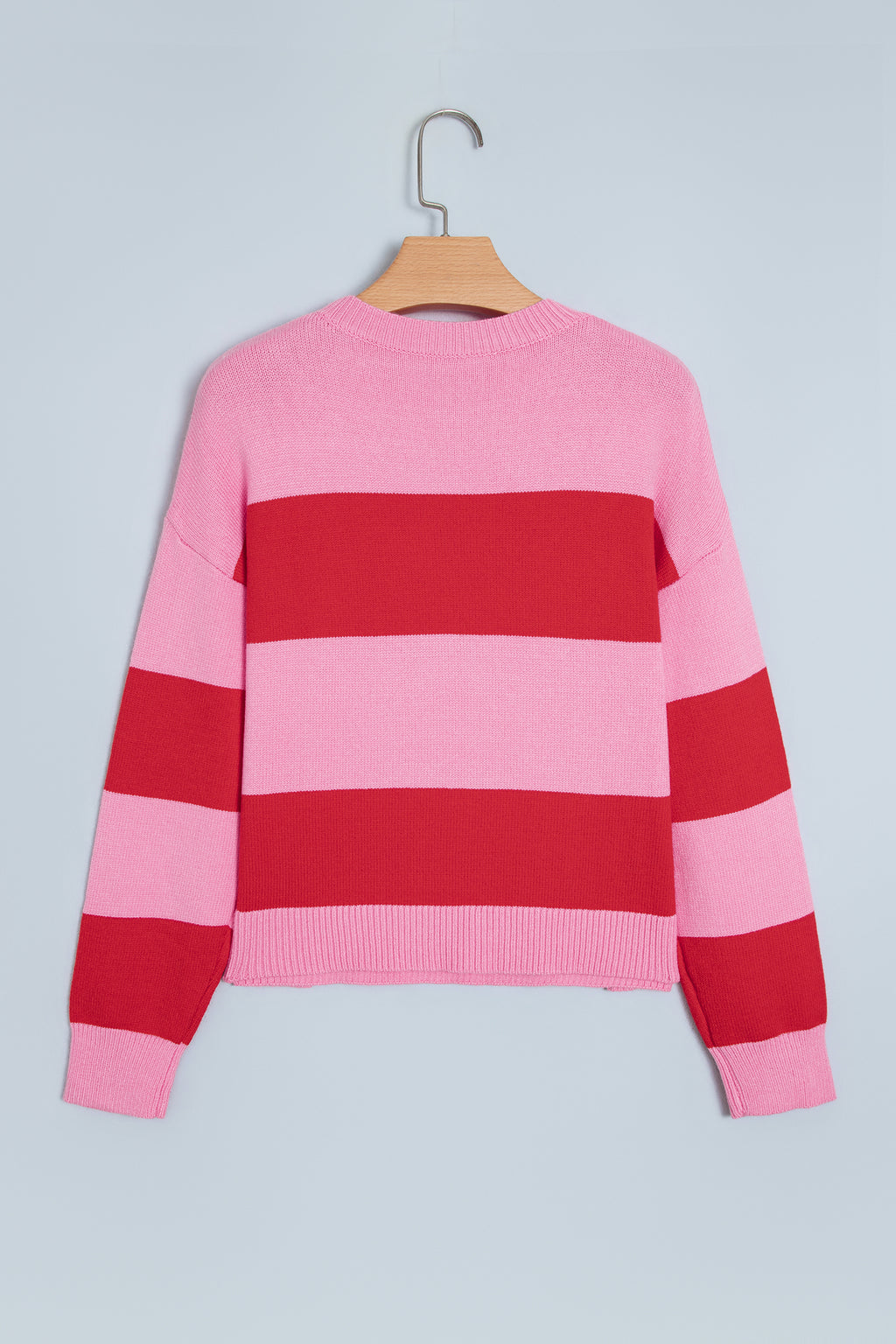 Pink Stripe Festive Holly Jolly Sequin Christmas Holiday Sweater