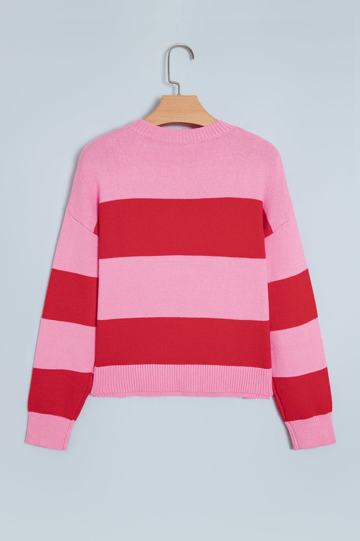 Pink Stripe Festive Holly Jolly Sequin Christmas Holiday Sweater