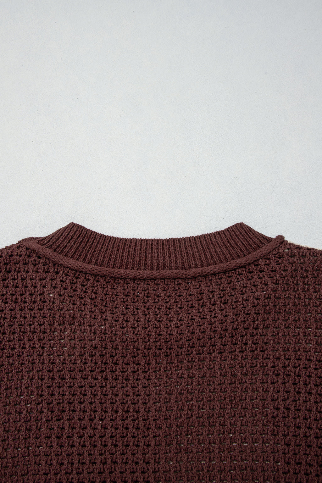 Brown Checkered Pattern Knit Loose Pullover Sweater