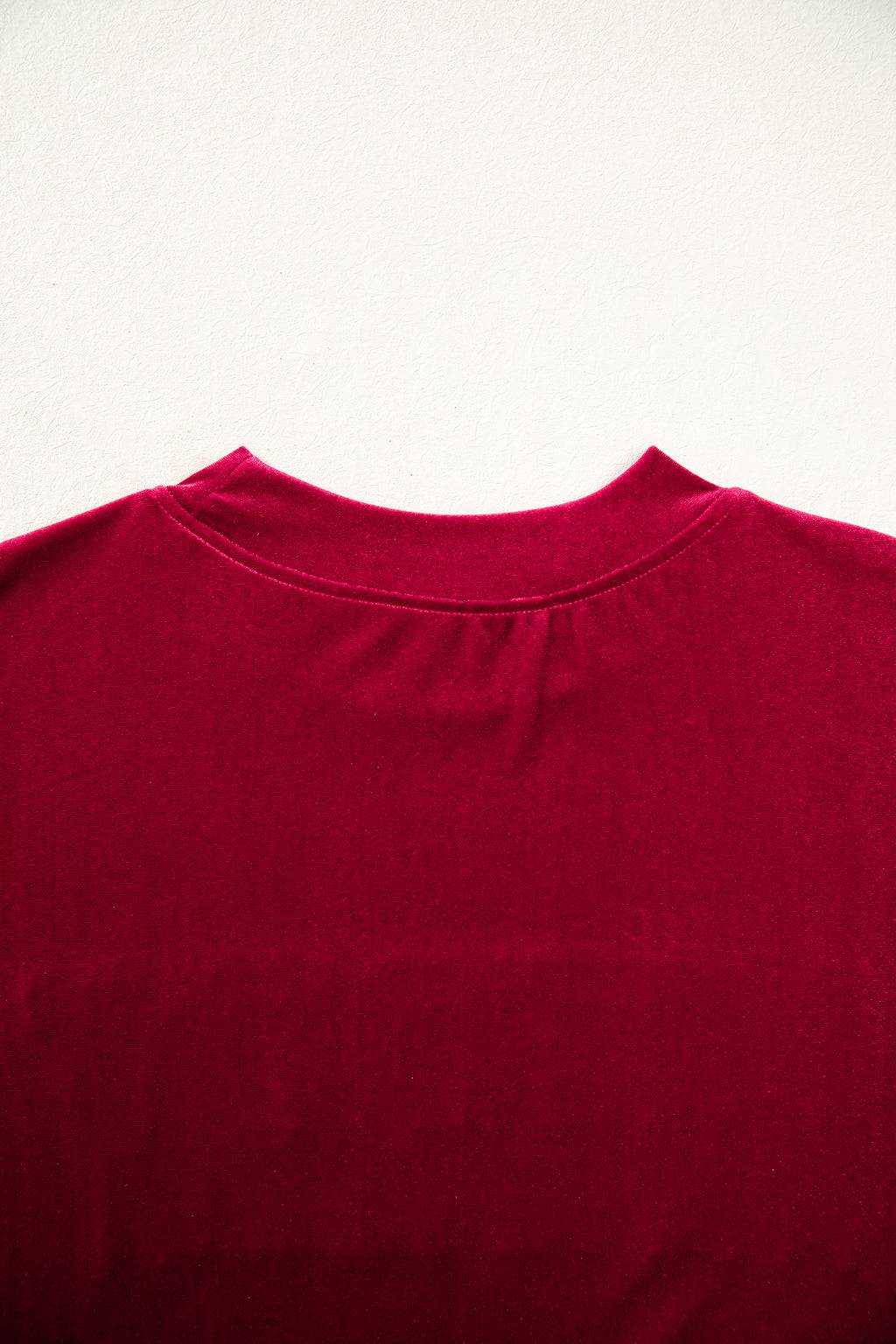 Burgundy Christmas Velvet Graphic Print Long Sleeve Sweatshirt