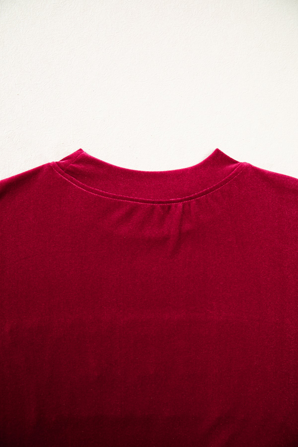 Burgundy Christmas Velvet Graphic Print Long Sleeve Sweatshirt
