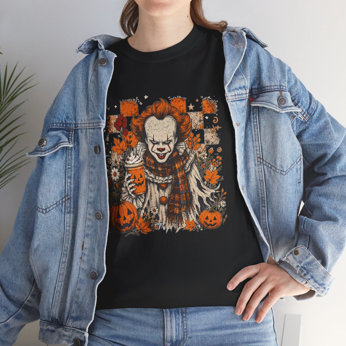 Horror Clown Halloween T-Shirt — Spooky Pennywise Pumpkin Design