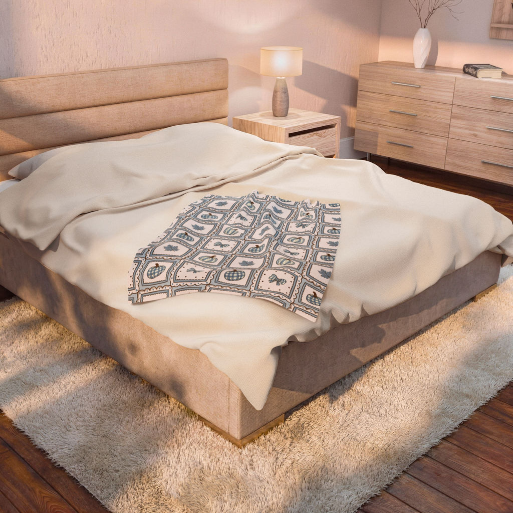 Autumn Patchwork Pumpkin Plush Blanket