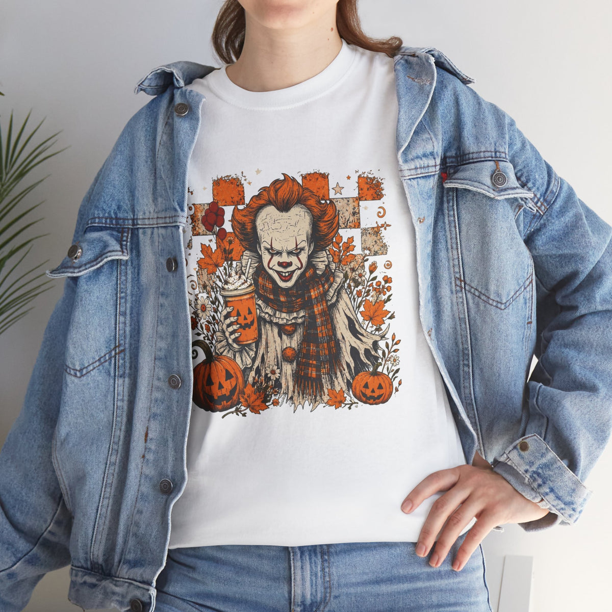 Horror Clown Halloween T-Shirt — Spooky Pennywise Pumpkin Design