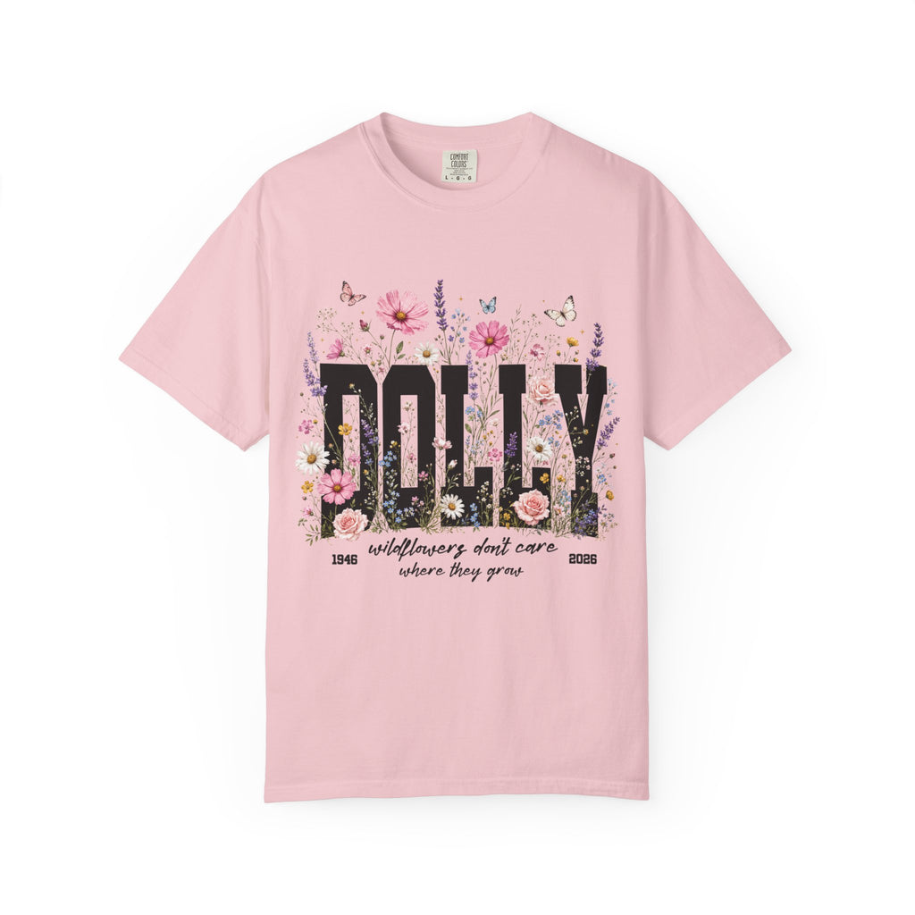 DOLLY Floral Band Tee — Vintage Country Music Tribute Shirt
