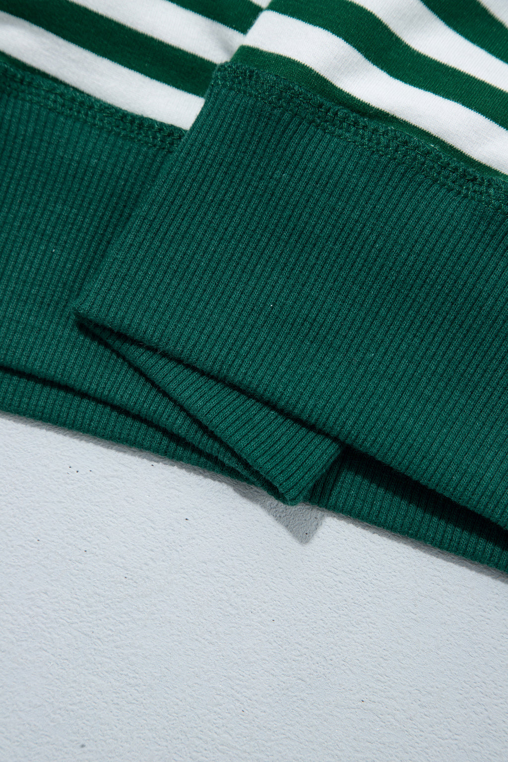 Green Stripe Christmas Slogan Embroidery Patched Mock Neck Oversized Sweatshirt