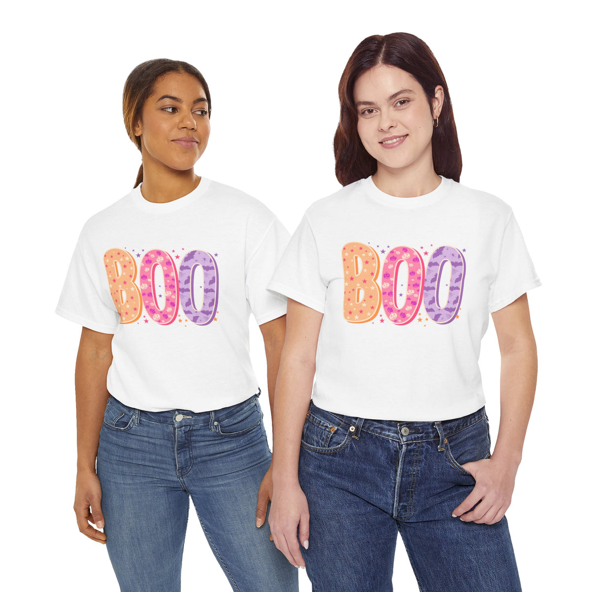BOO Halloween Tee — Colorful Pastel Ghost Letter T-Shirt
