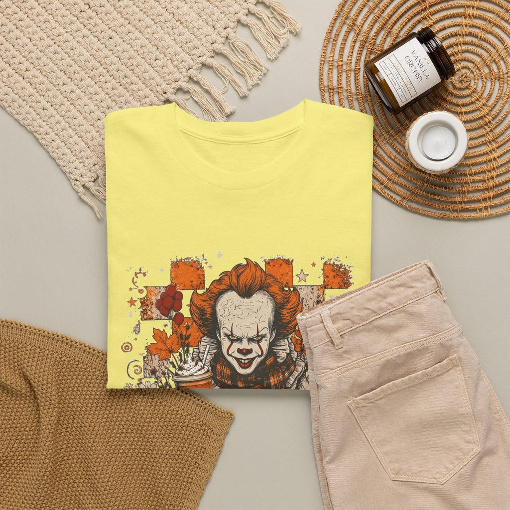 Horror Clown Halloween T-Shirt — Spooky Pennywise Pumpkin Design