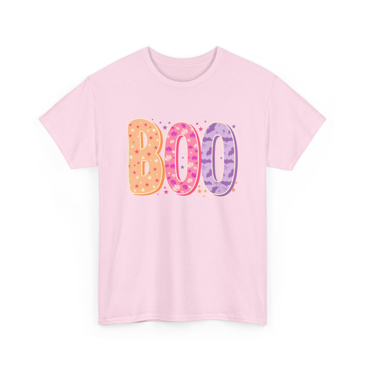 BOO Halloween Tee — Colorful Pastel Ghost Letter T-Shirt