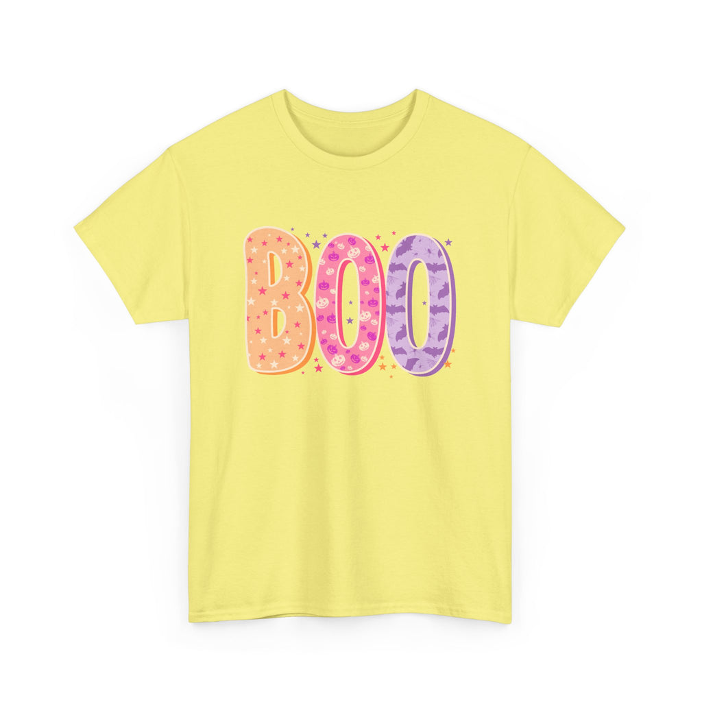 BOO Halloween Tee — Colorful Pastel Ghost Letter T-Shirt