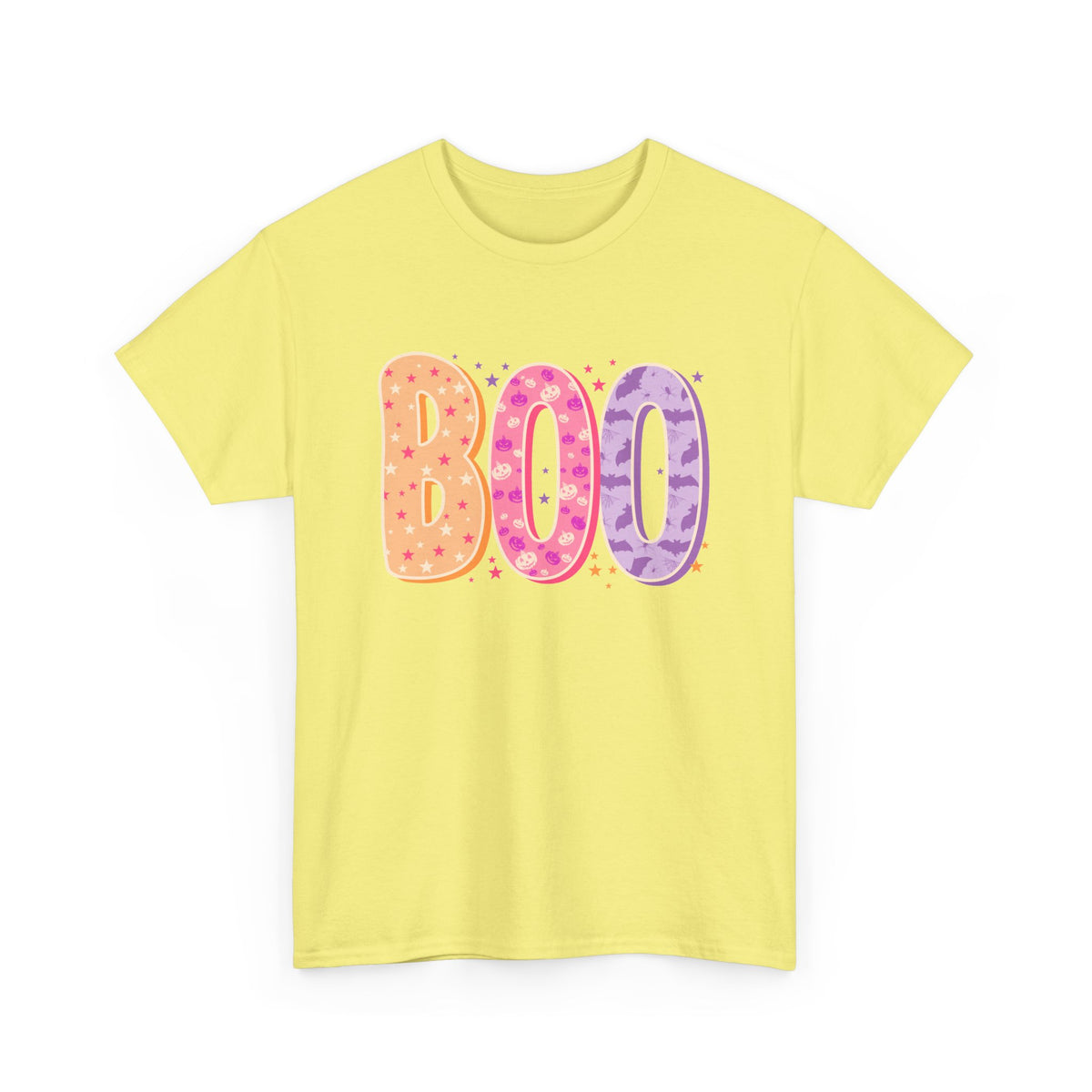 BOO Halloween Tee — Colorful Pastel Ghost Letter T-Shirt