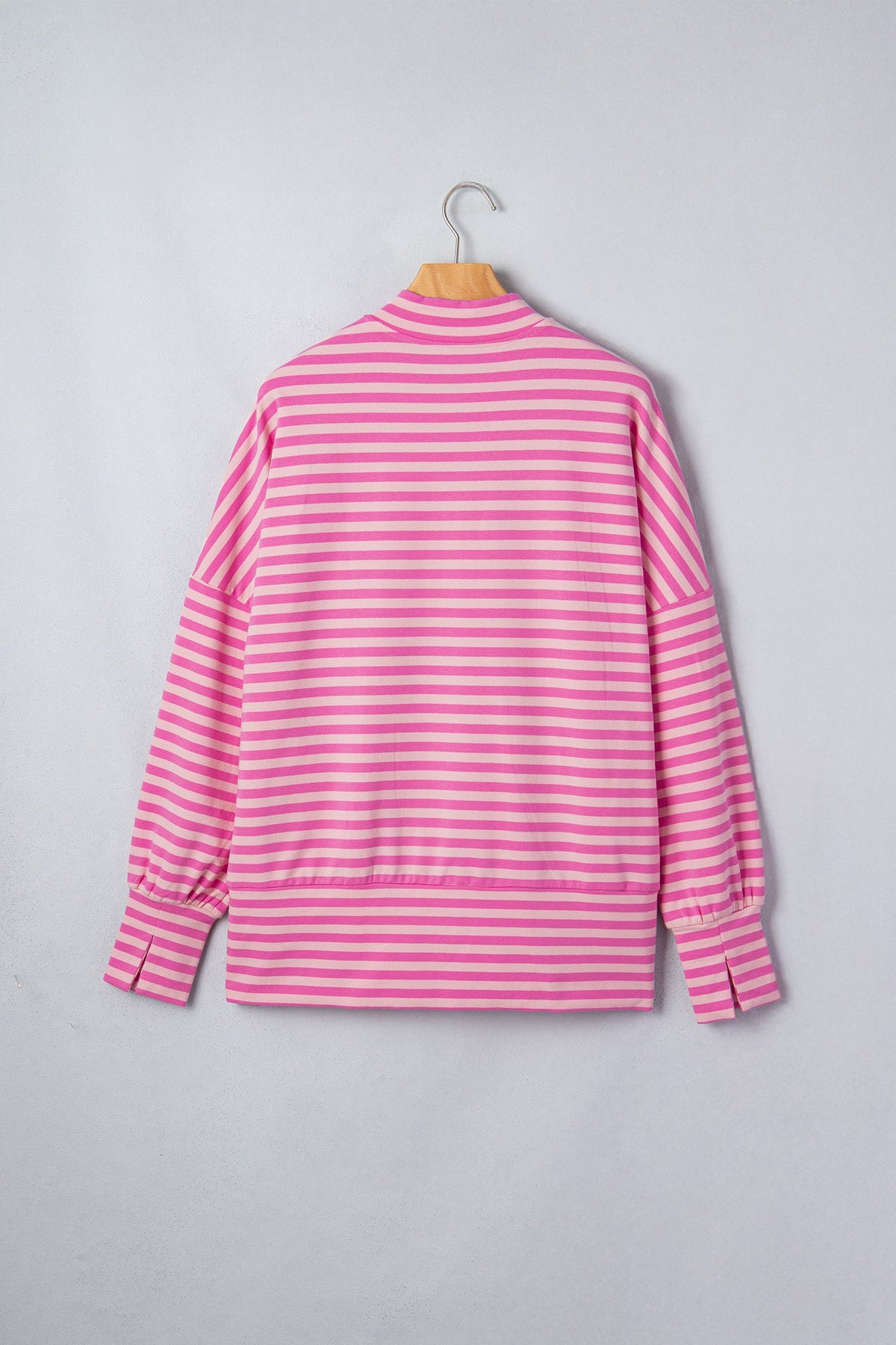 Stripe Puff Sleeve Zip-Up Sweatshirt Jacket