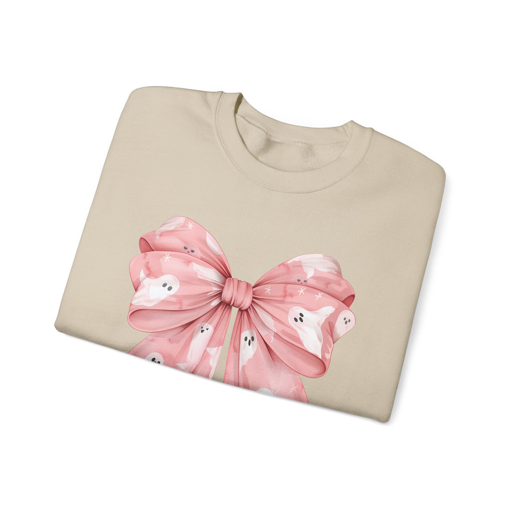 Pink Bow Sweatshirt – Cute Ribbon Graphic Crewneck for Women & Teens