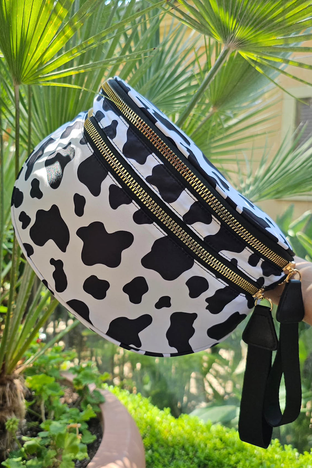 Blackish Green Checkered Print Wide Strap Large Crossbody Bag