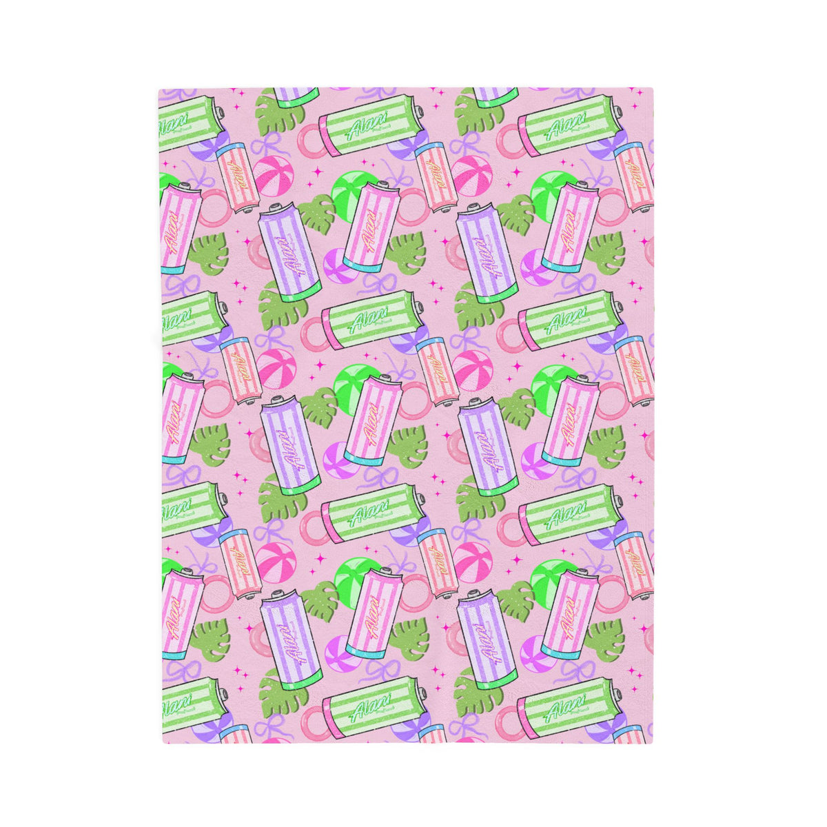 Plush Blanket — Pastel Energy Drink Pattern