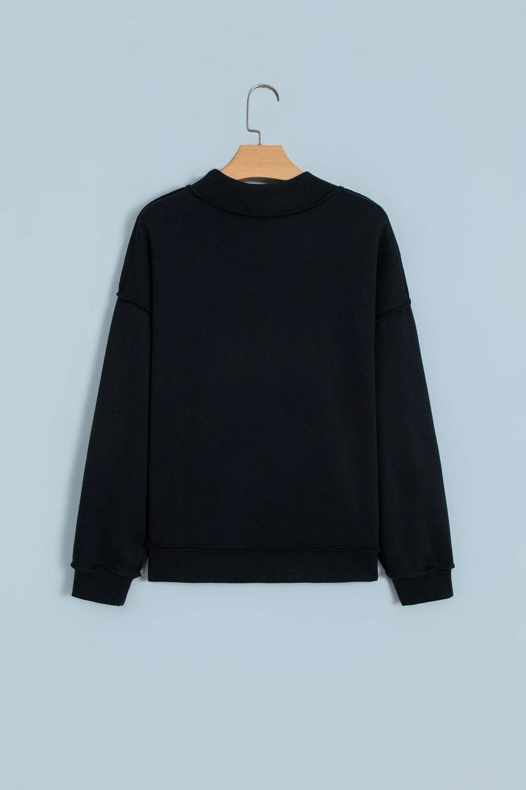 Solid Mock Neck Drop Shoulder Oversize Sweatshirt