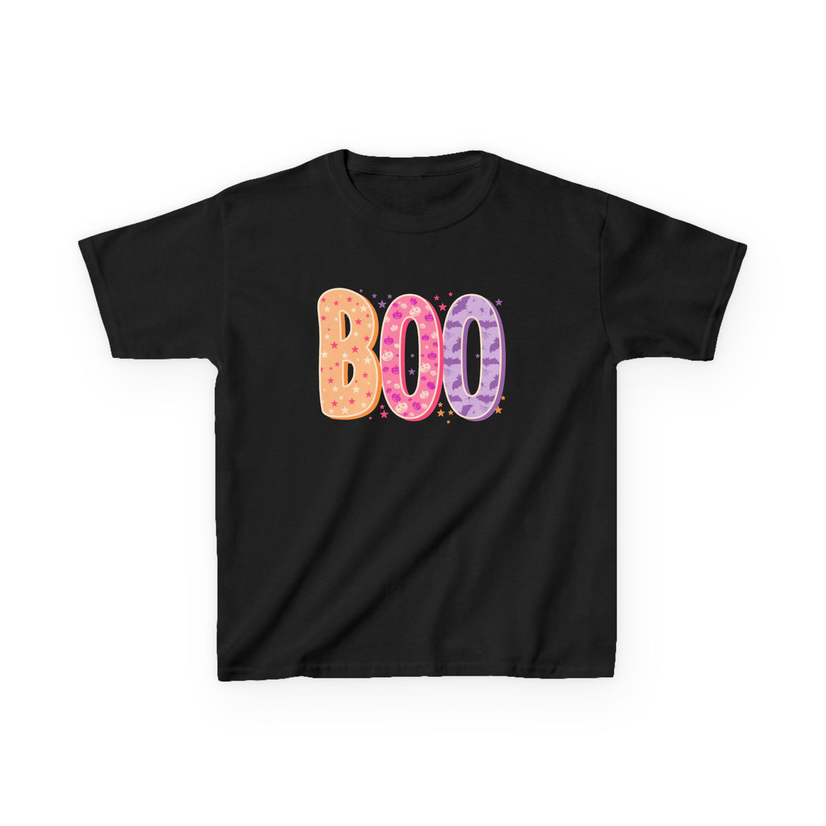 Colorful "BOO" Ghostly Letters - Kids Halloween Tee