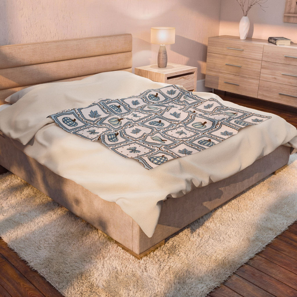 Autumn Patchwork Pumpkin Plush Blanket