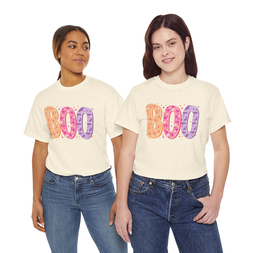 BOO Halloween Tee — Colorful Pastel Ghost Letter T-Shirt