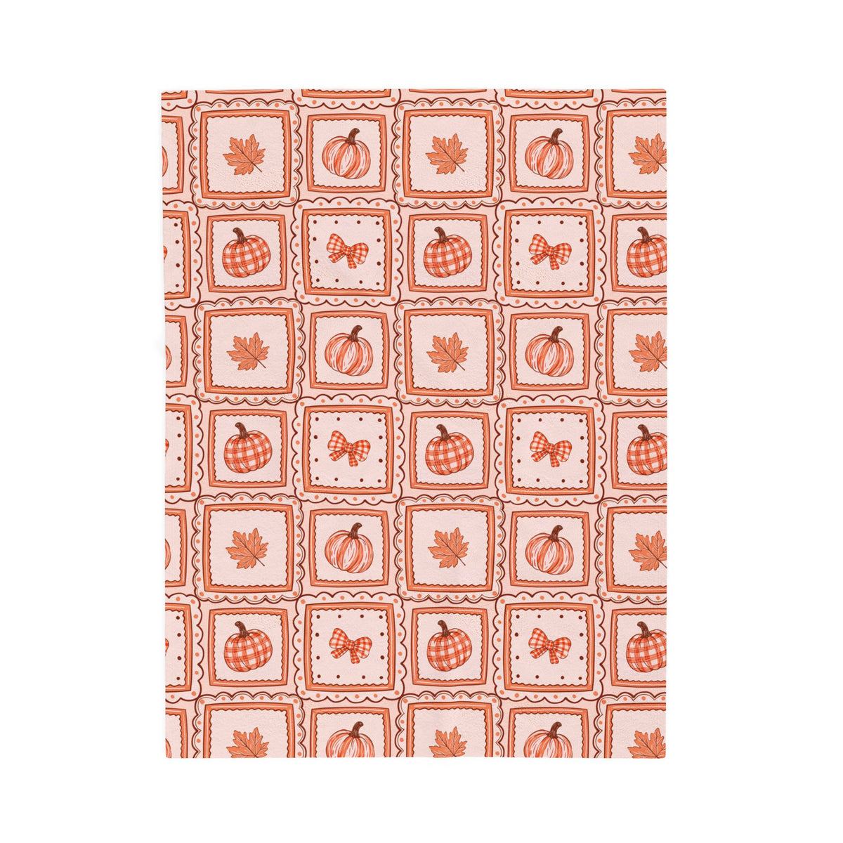 Autumn Patchwork Pumpkin & Maple Leaf Velveteen Plush Blanket