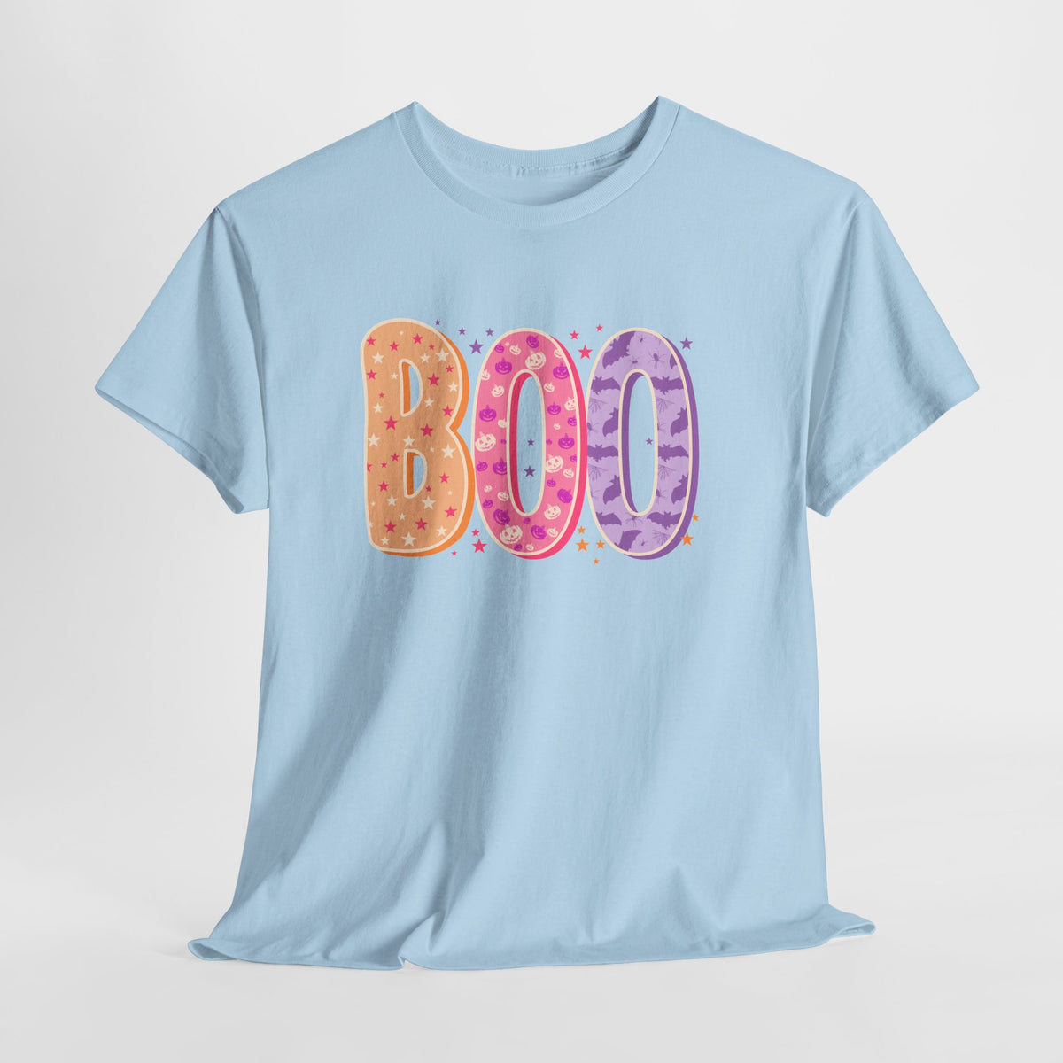 BOO Halloween Tee — Colorful Pastel Ghost Letter T-Shirt