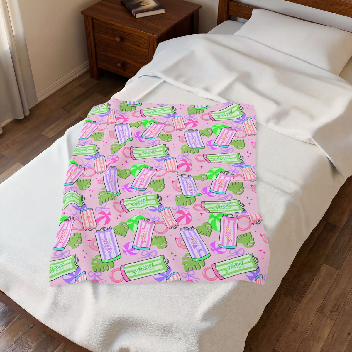 Plush Blanket — Pastel Energy Drink Pattern