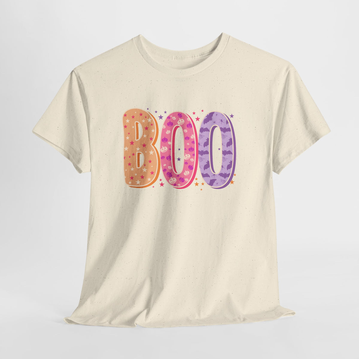 BOO Halloween Tee — Colorful Pastel Ghost Letter T-Shirt