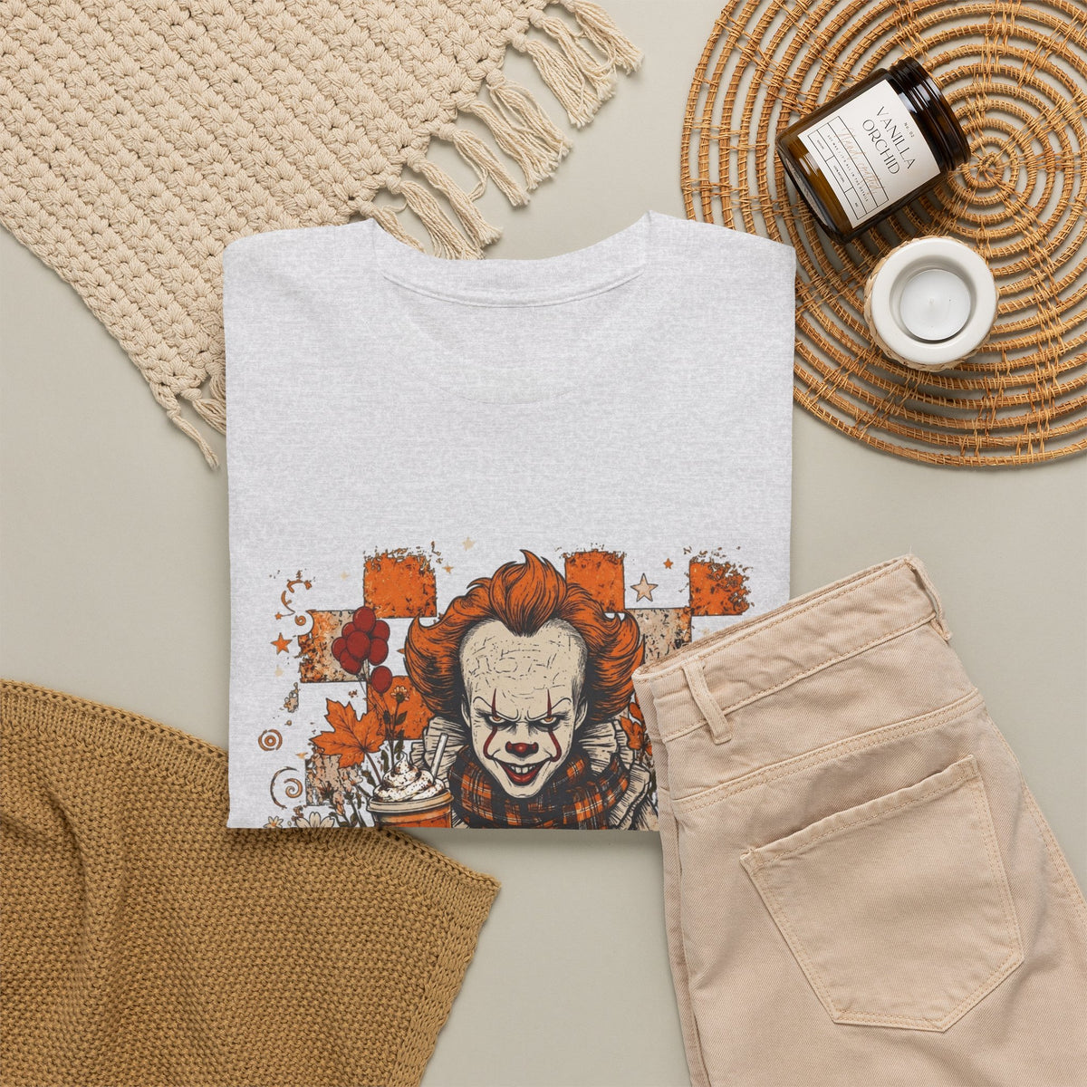 Horror Clown Halloween T-Shirt — Spooky Pennywise Pumpkin Design