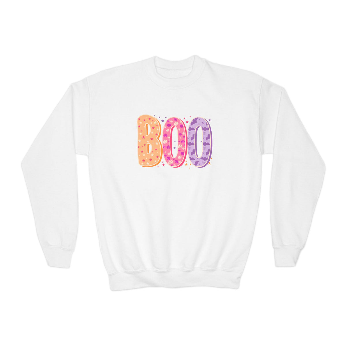 Youth Halloween 'BOO' Crewneck Sweatshirt - Colorful Candy Dotted Design