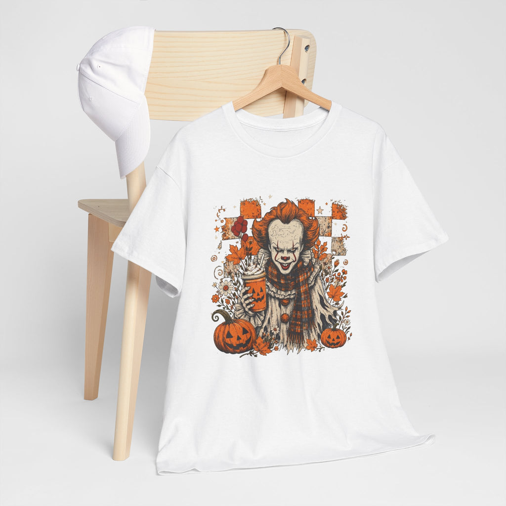 Horror Clown Halloween T-Shirt — Spooky Pennywise Pumpkin Design