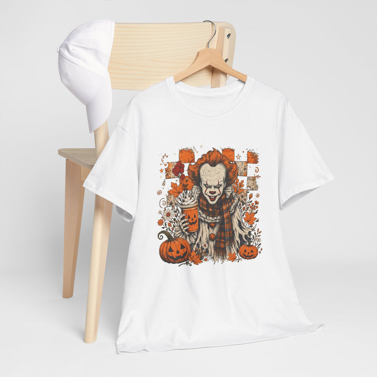 Horror Clown Halloween T-Shirt — Spooky Pennywise Pumpkin Design