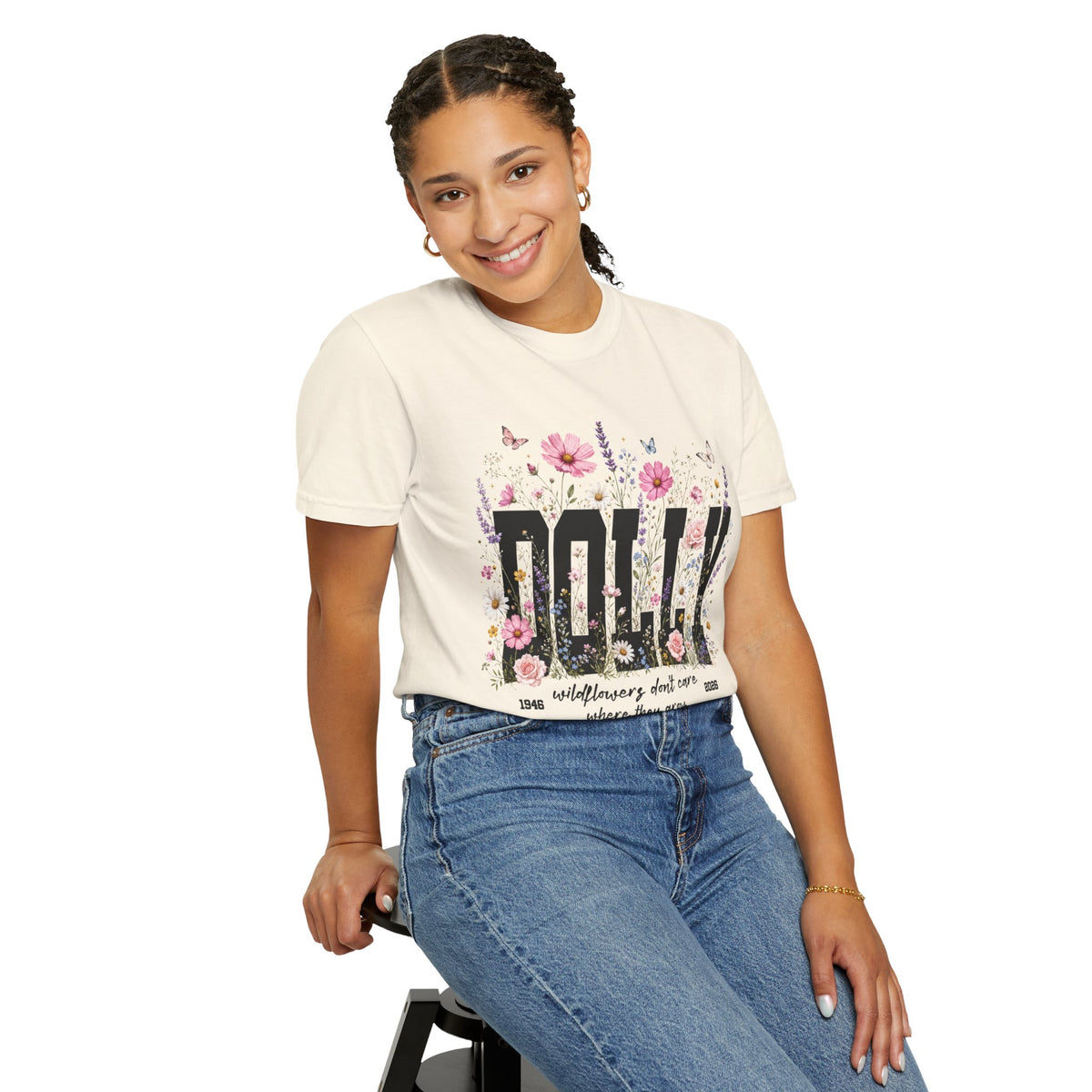 DOLLY Floral Band Tee — Vintage Country Music Tribute Shirt