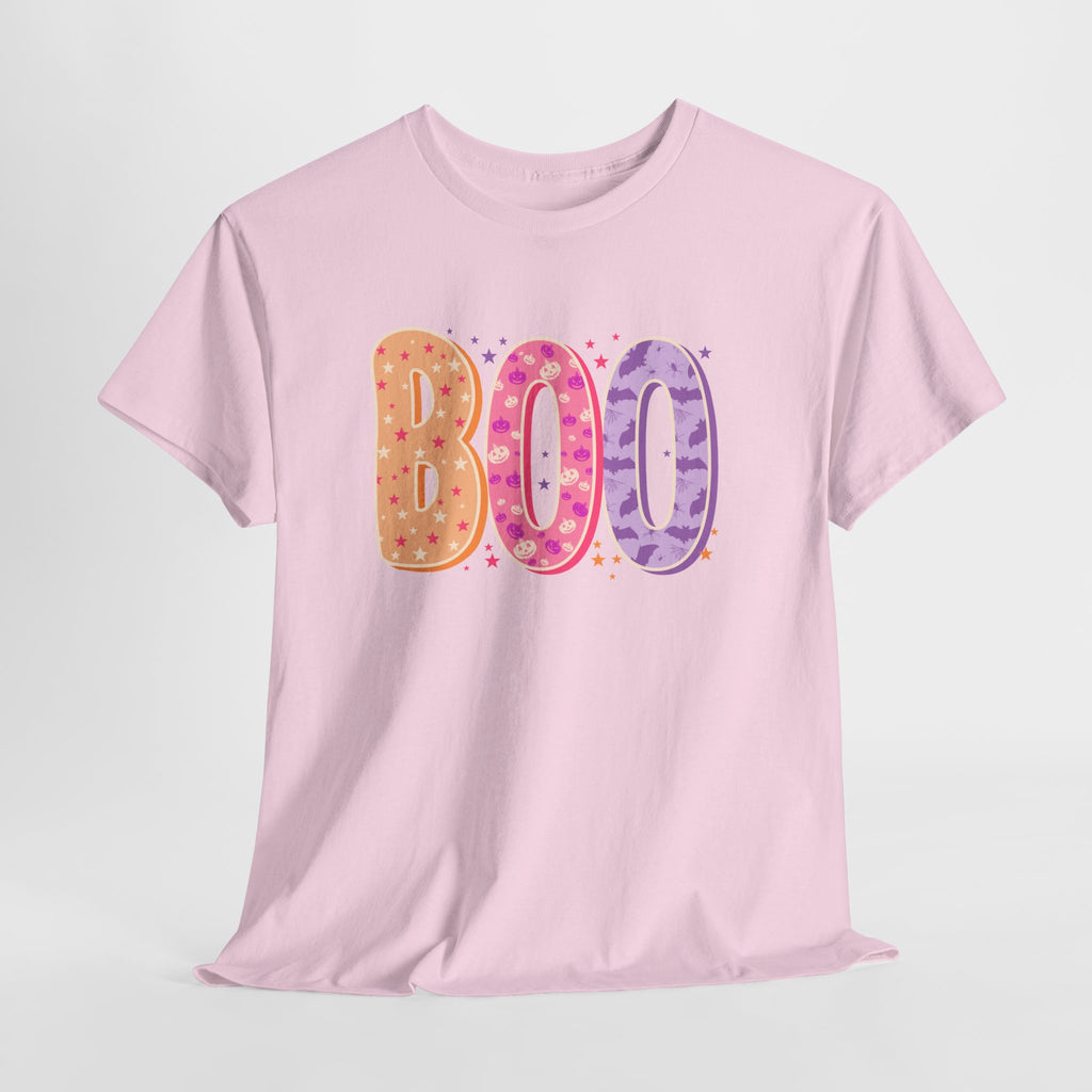 BOO Halloween Tee — Colorful Pastel Ghost Letter T-Shirt