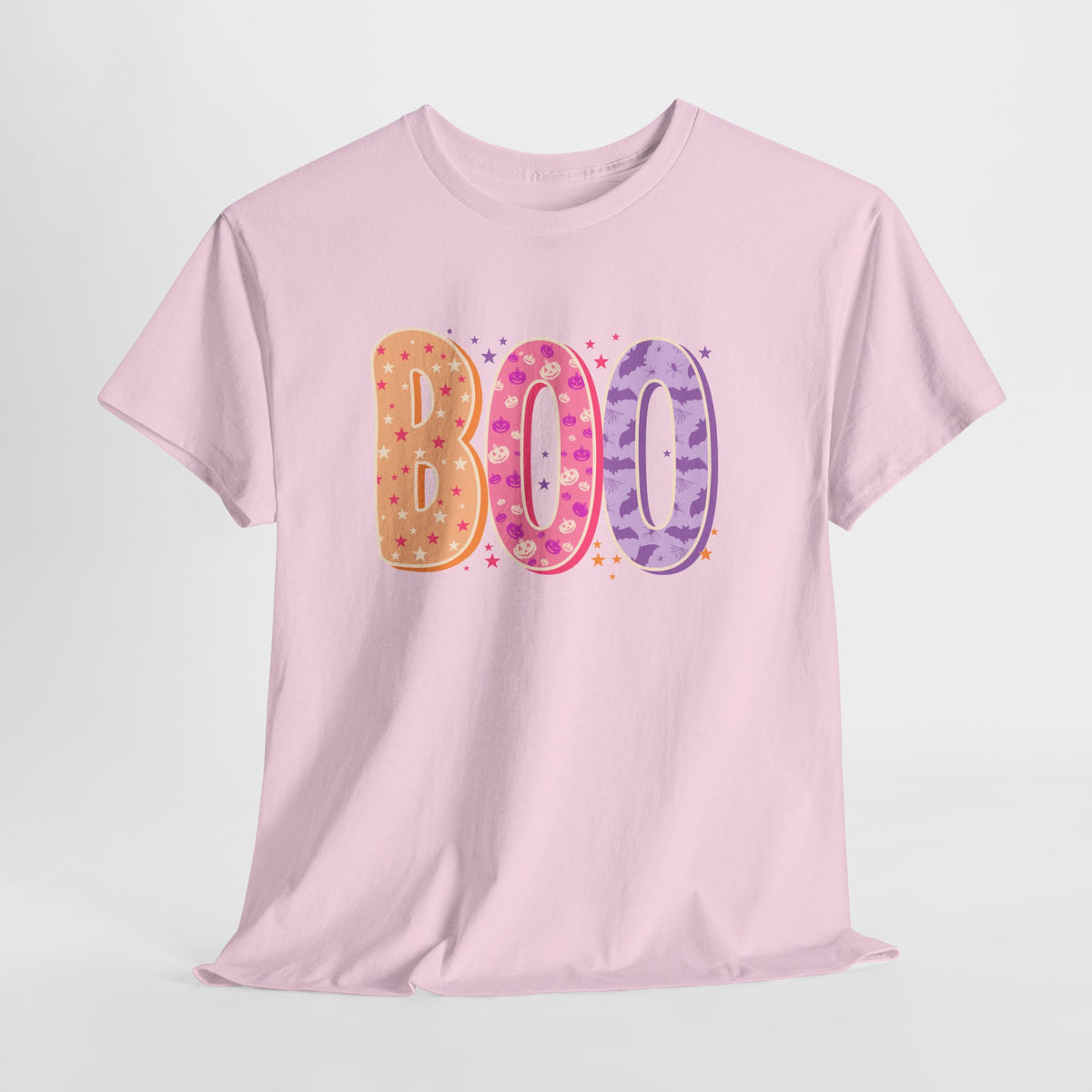 BOO Halloween Tee — Colorful Pastel Ghost Letter T-Shirt