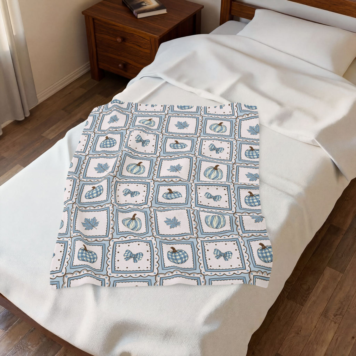 Autumn Patchwork Pumpkin Plush Blanket