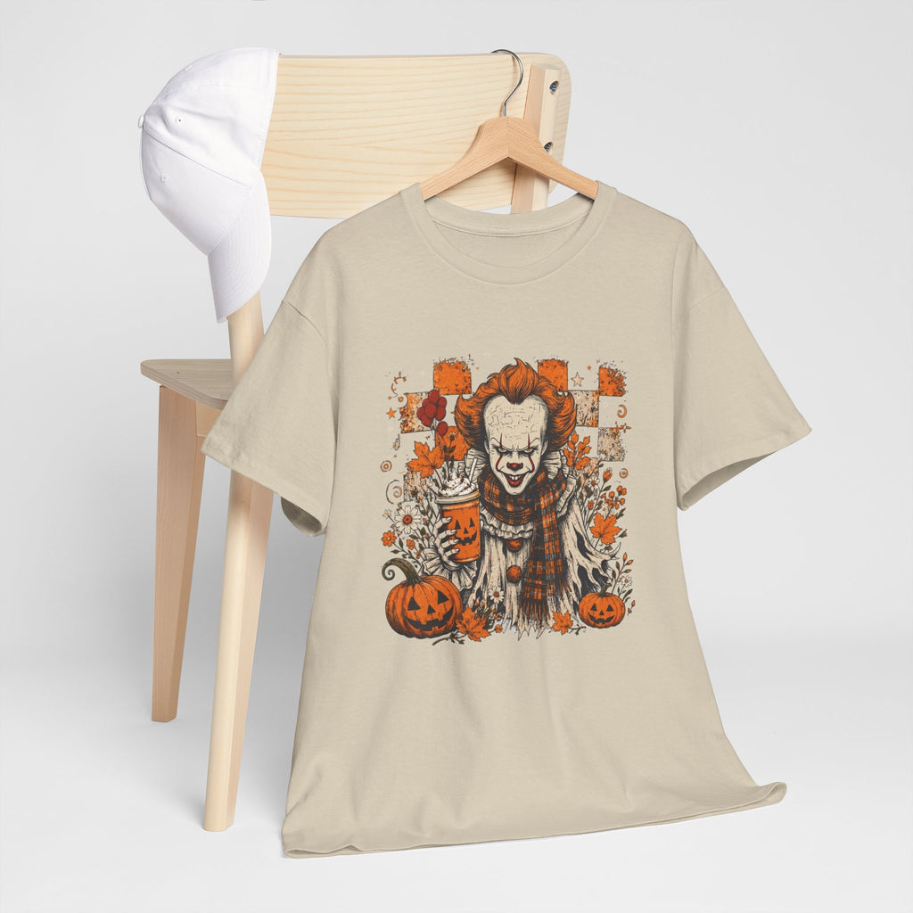 Horror Clown Halloween T-Shirt — Spooky Pennywise Pumpkin Design