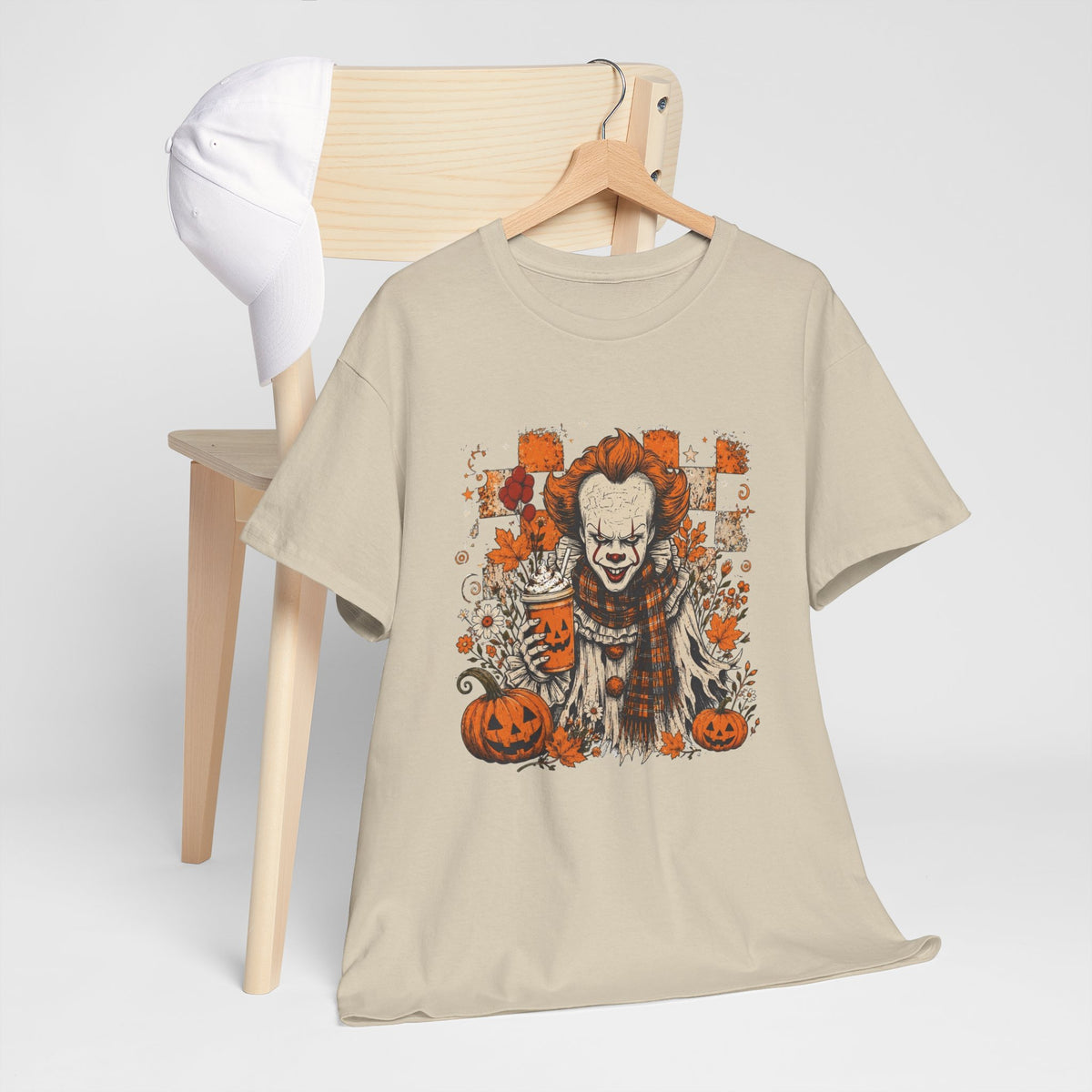 Horror Clown Halloween T-Shirt — Spooky Pennywise Pumpkin Design