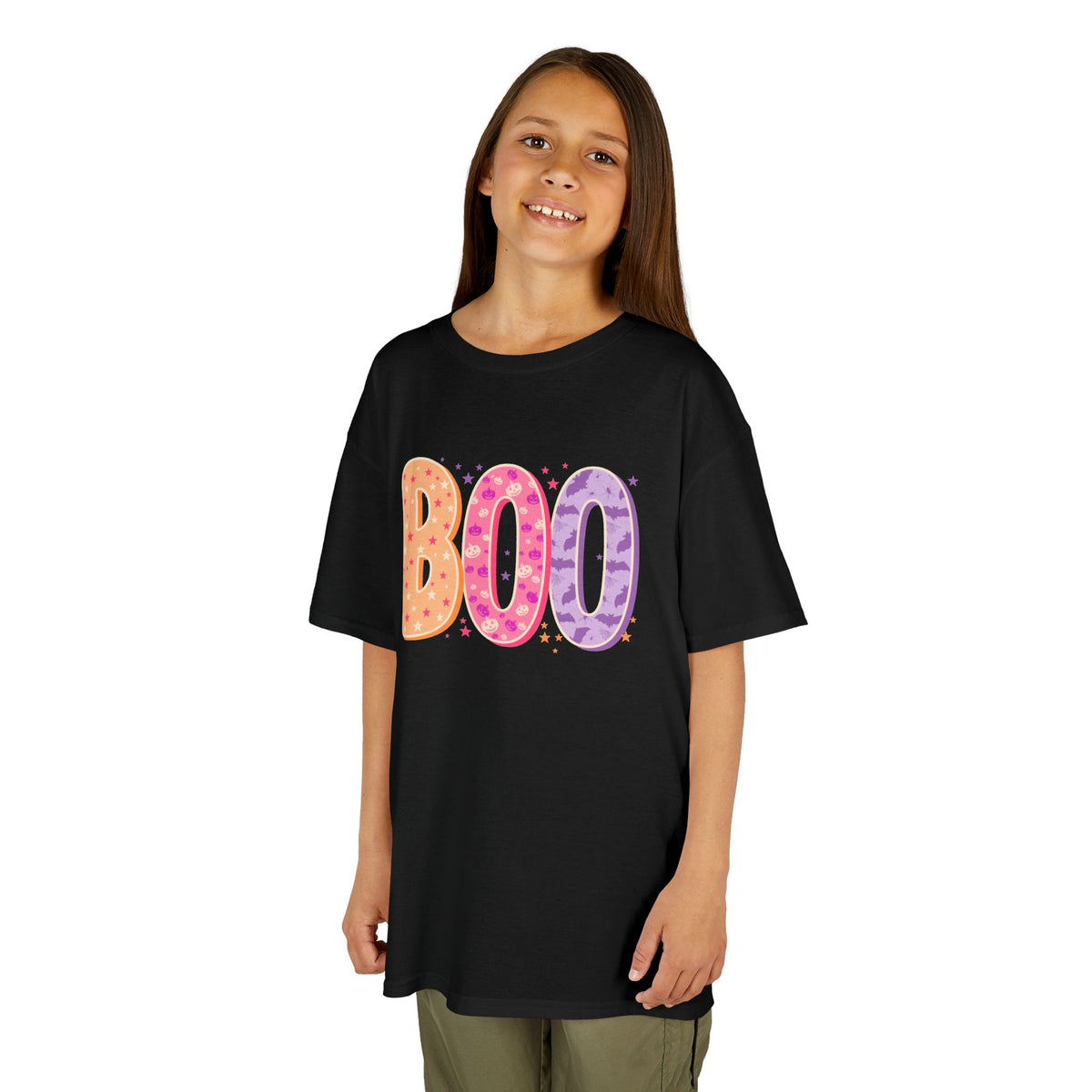 Colorful "BOO" Ghostly Letters - Kids Halloween Tee