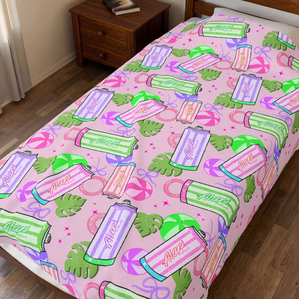 Plush Blanket — Pastel Energy Drink Pattern