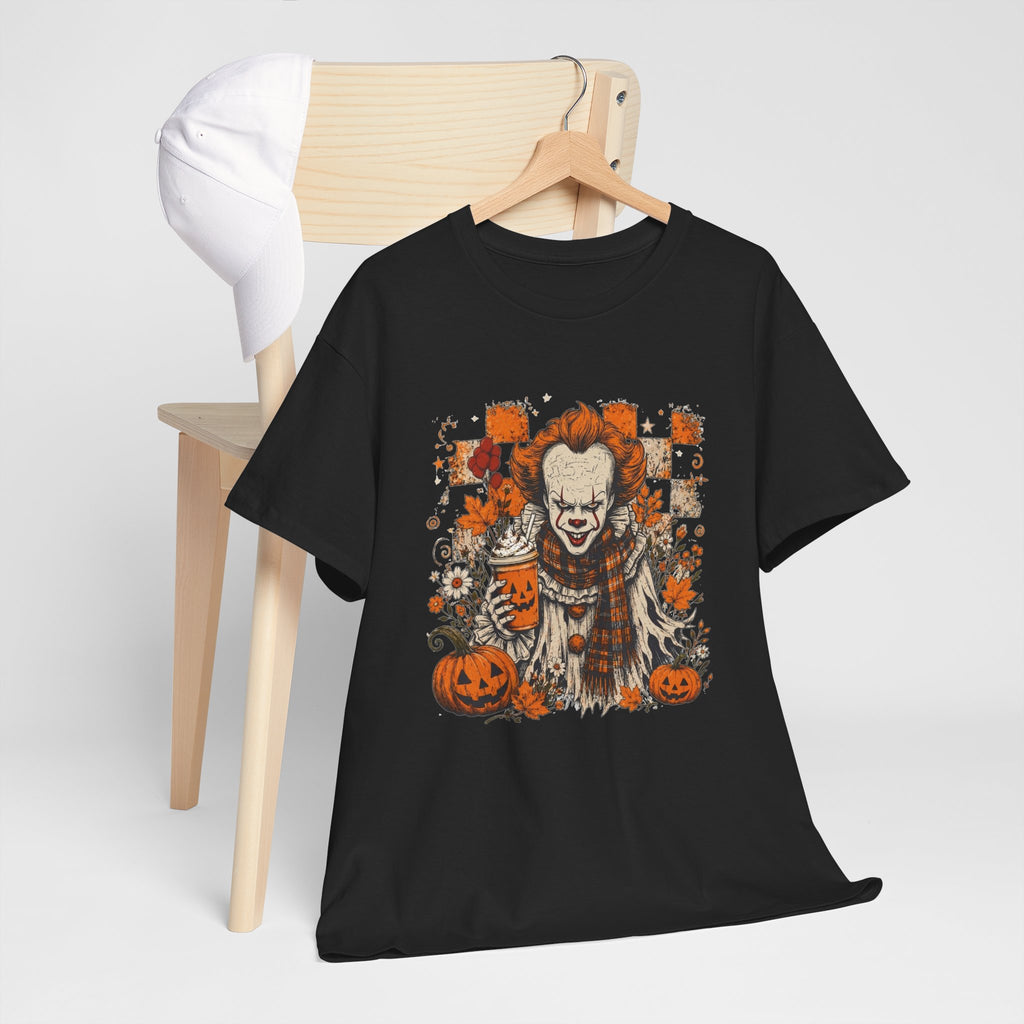 Horror Clown Halloween T-Shirt — Spooky Pennywise Pumpkin Design
