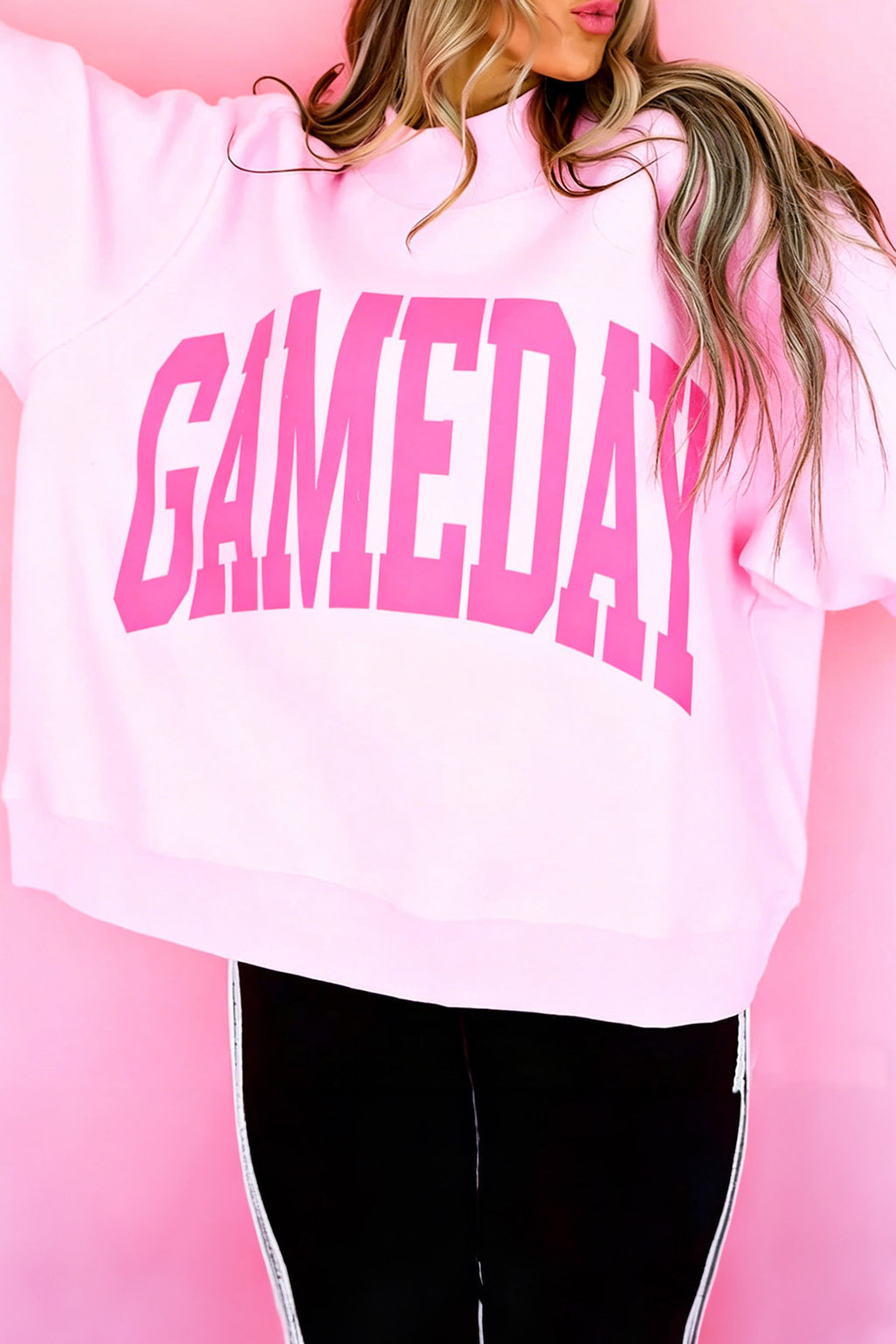 Black Checkered Print High Neck Baggy Sweatshirt
