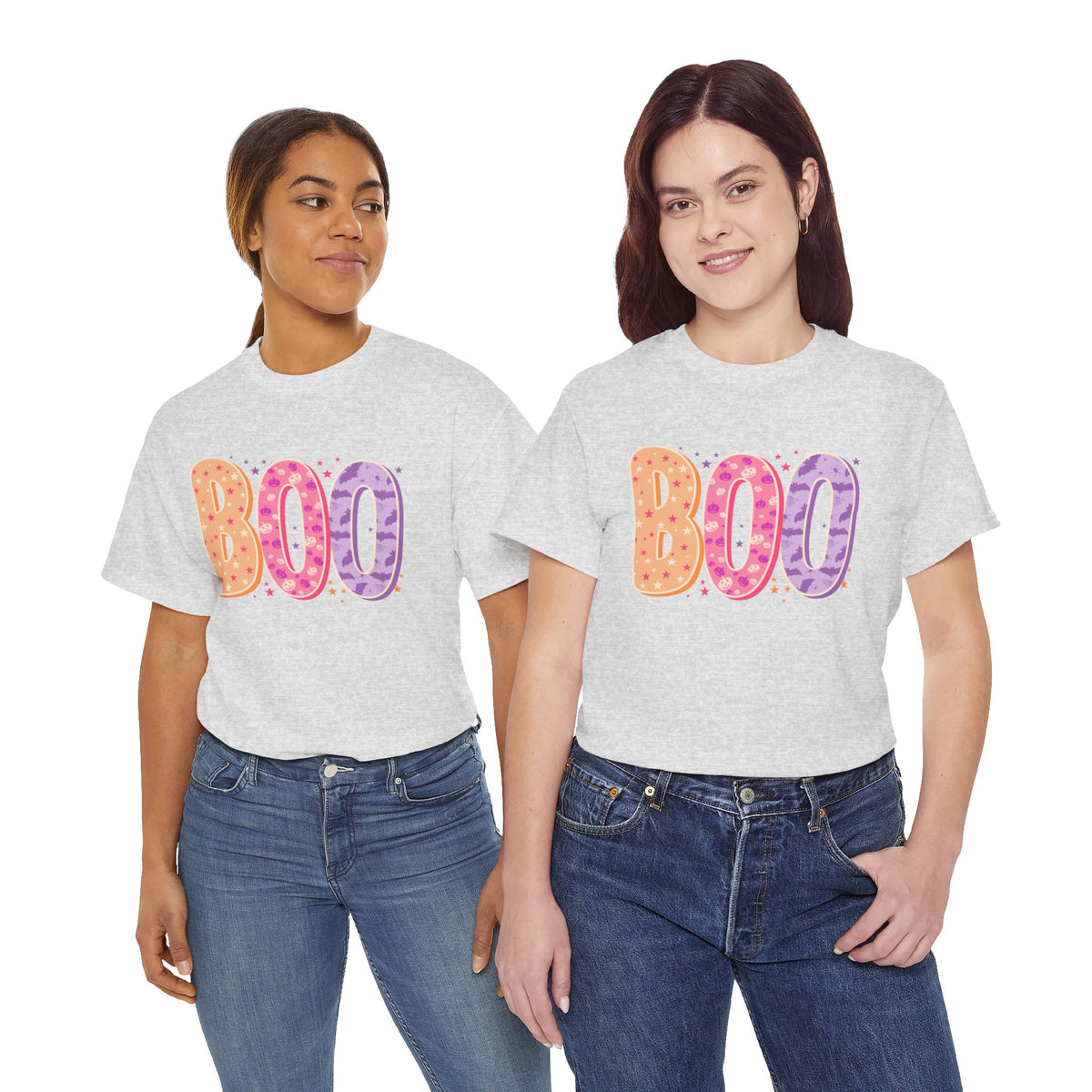 BOO Halloween Tee — Colorful Pastel Ghost Letter T-Shirt