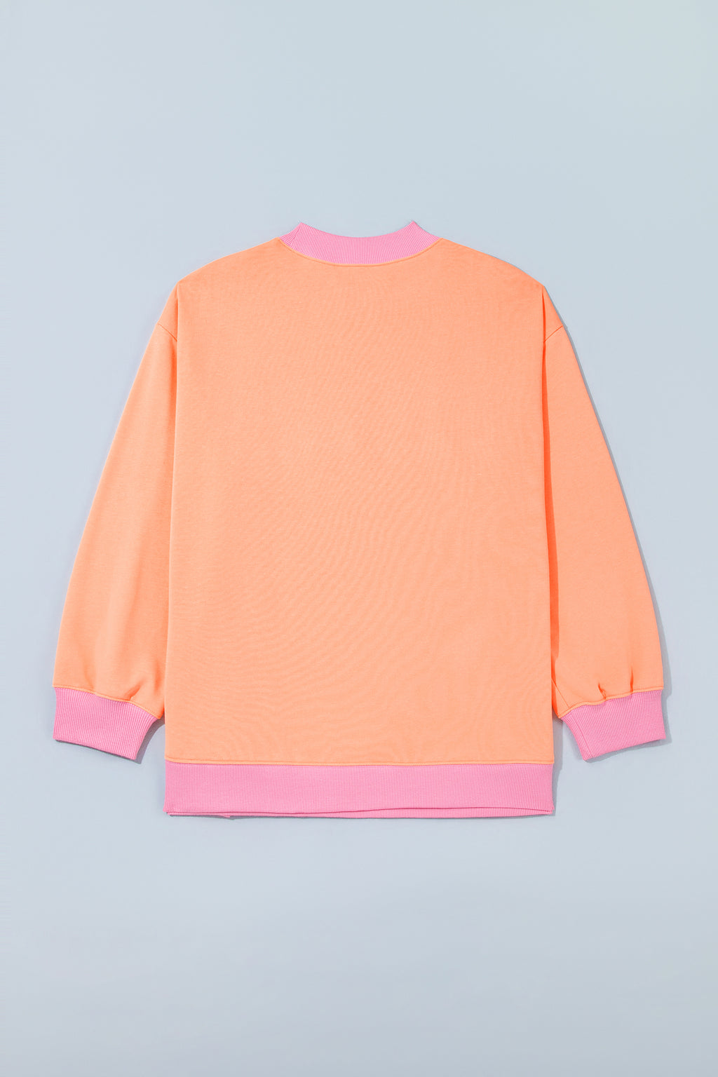 Pink Contrast Polka Dot Slogan Graphic Color Block Mock Neck Plus Sweatshirt