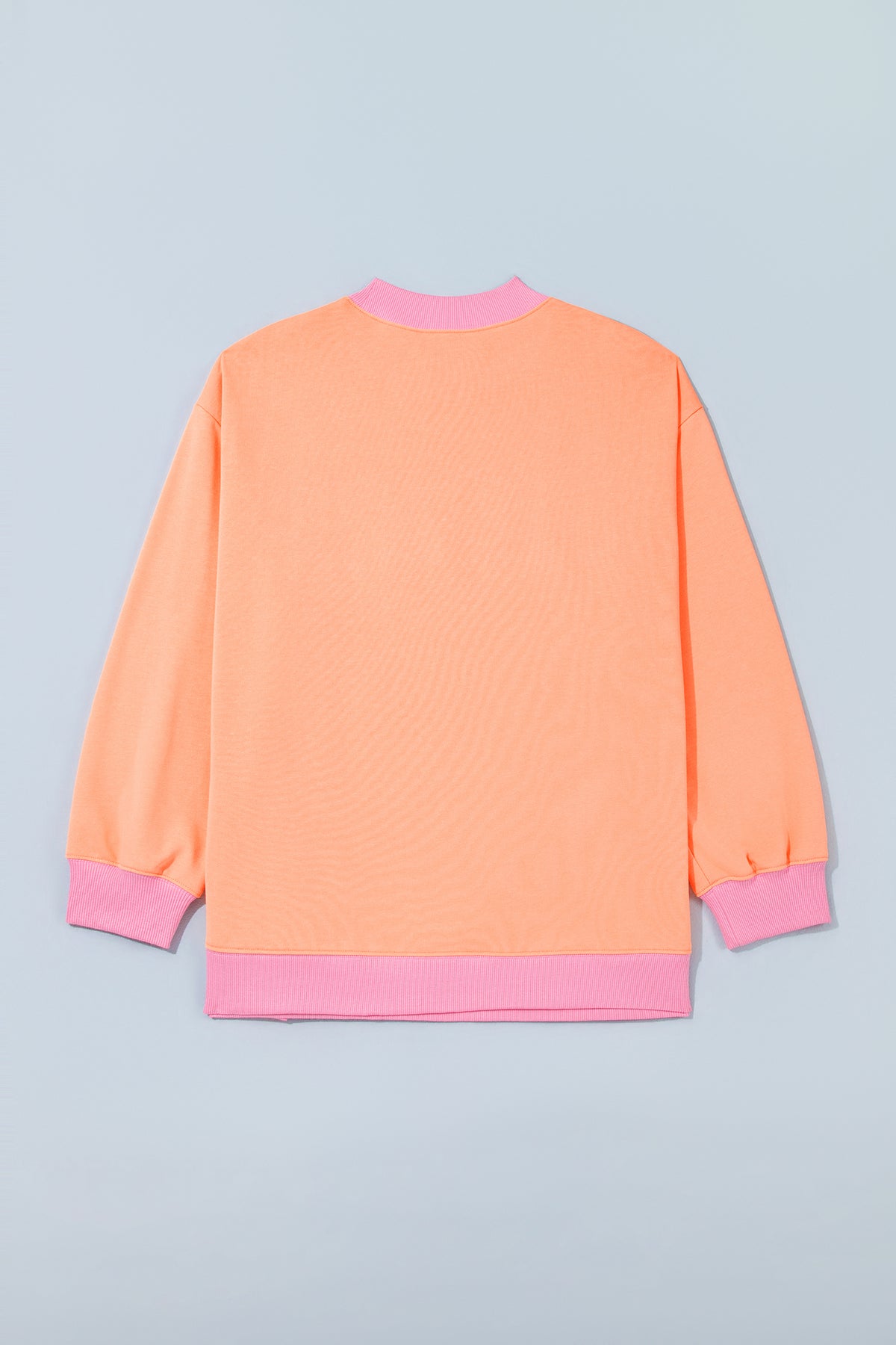 Pink Contrast Polka Dot Slogan Graphic Color Block Mock Neck Plus Sweatshirt