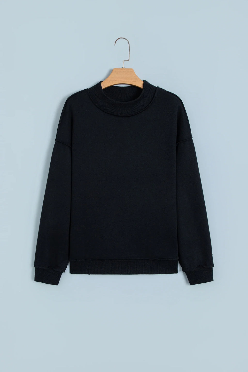 Solid Mock Neck Drop Shoulder Oversize Sweatshirt