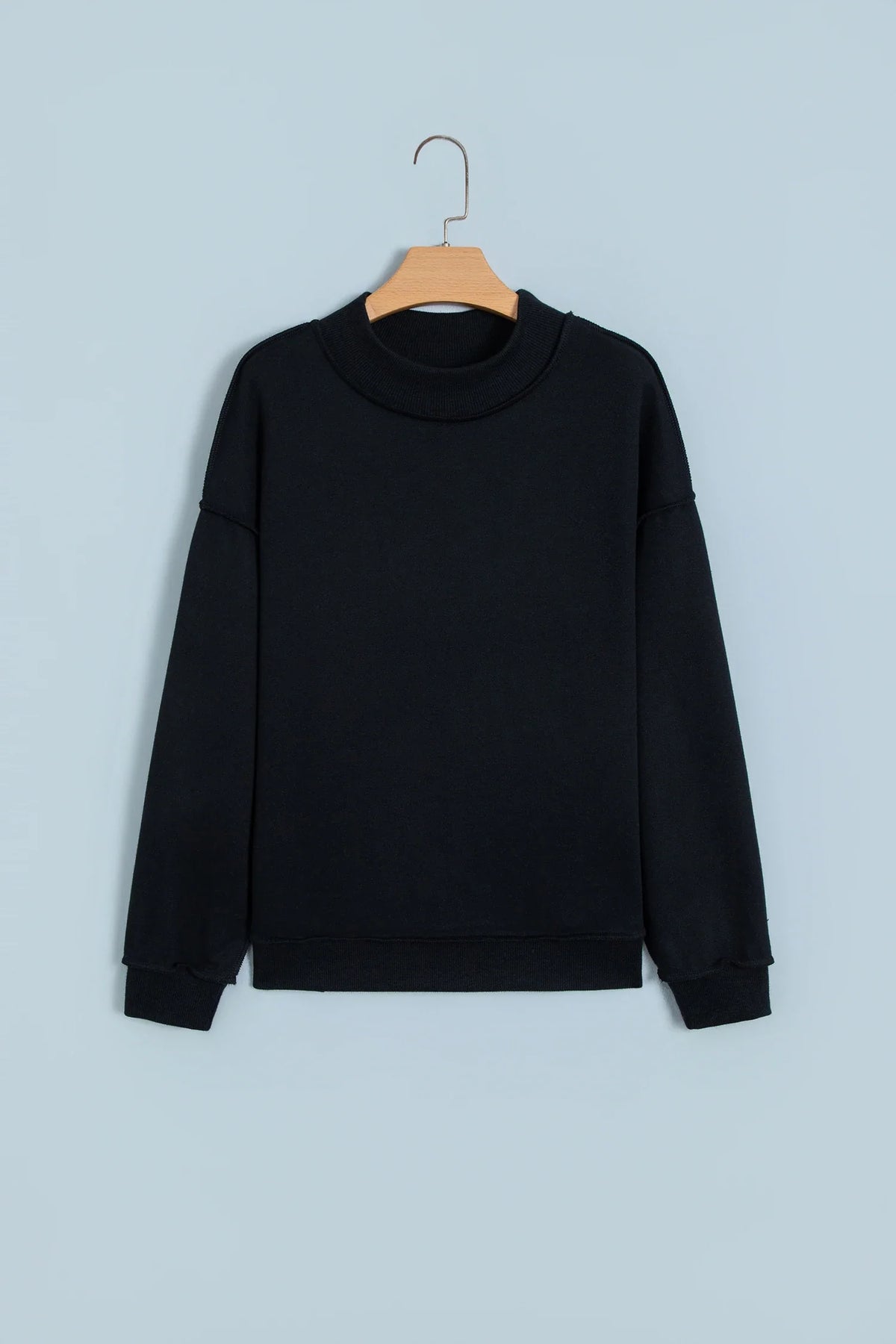Solid Mock Neck Drop Shoulder Oversize Sweatshirt