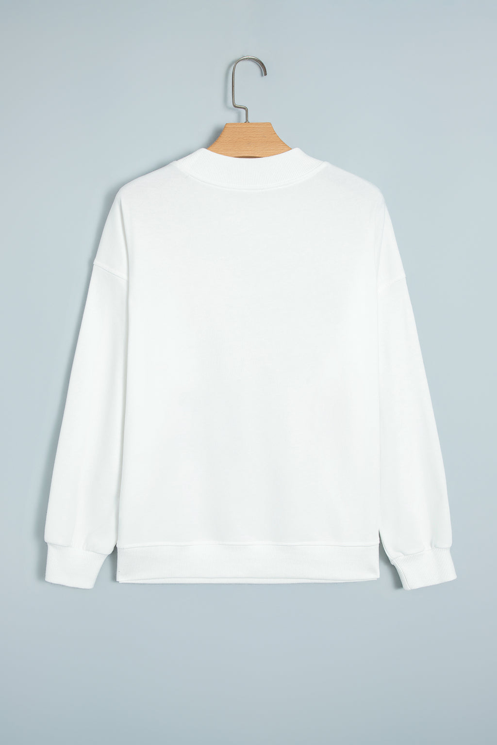 Peach Blossom MERRY AND BRIGHT Stitched Letter Pattern Mock Neck Sweatshirt