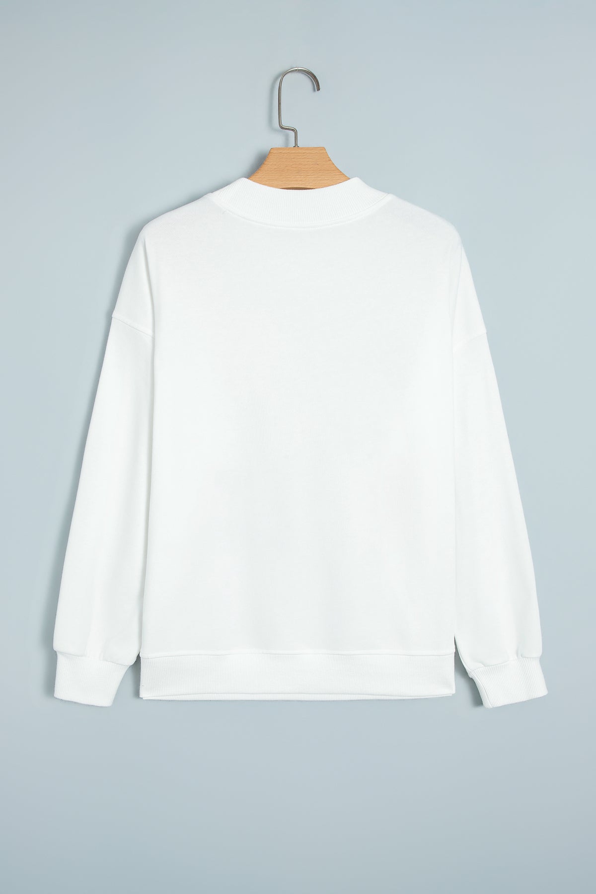Peach Blossom MERRY AND BRIGHT Stitched Letter Pattern Mock Neck Sweatshirt