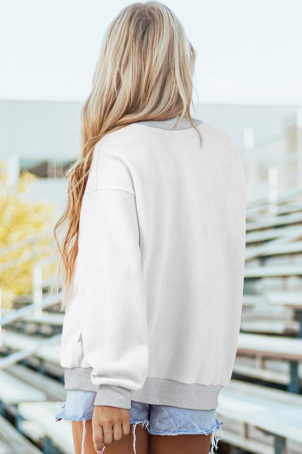 Bluing Oversize Drop Shoulder Reversible Mock Neck Sweatshirt