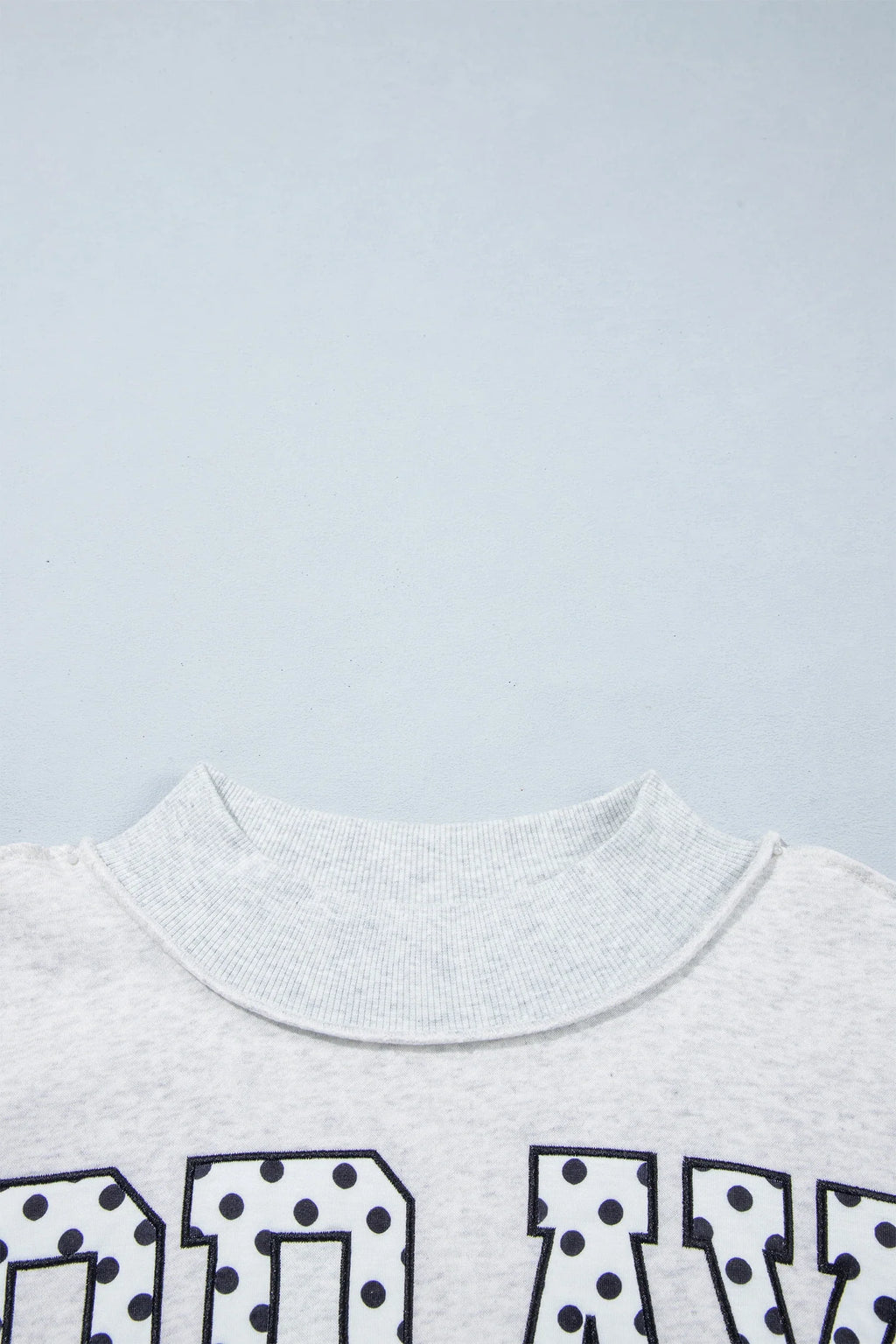 Pray Polka Dot Embroidered Mock Neck Long Sleeve Sweatshirt